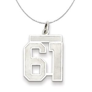 Sterling Silver, Jersey Collection, Medium Number 61 Necklace - 18 In